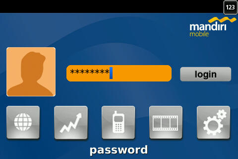 Login Screen Mandiri Mobile Apps for Blackberry