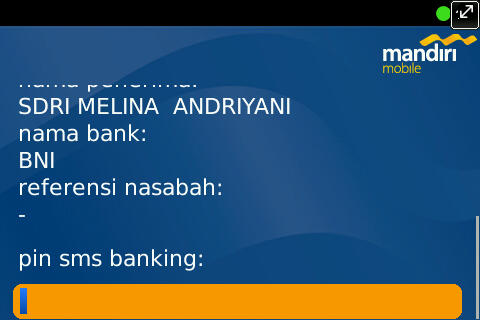 Tranfer to other Bank (BNI) on Mandiri Mobile Apps