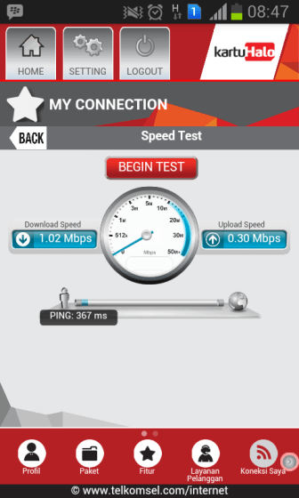 Average Speed of Telkomsel Flash on my Samsung Galaxy Core