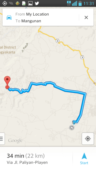 Rute ke Kebun Buah Mangunan