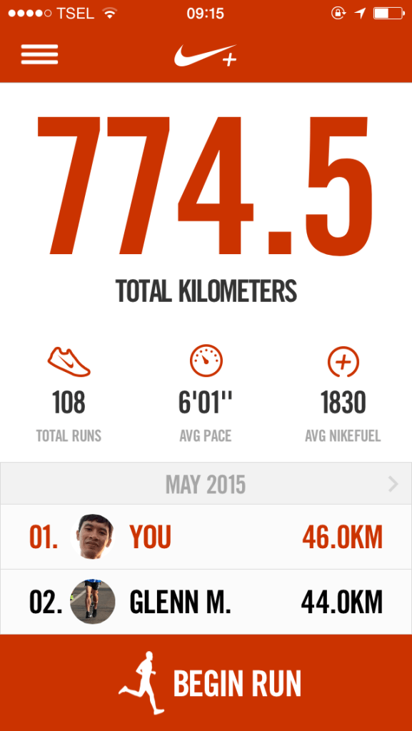 Nike Running Plus Home Screen