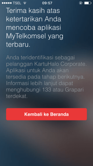 My Telkomsel 3.0 Corporate User Not Supported