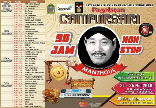 Daftar Grup Campursari dalam Pagelaran Campursari 90 Jam Nonstop di Gunungkidul