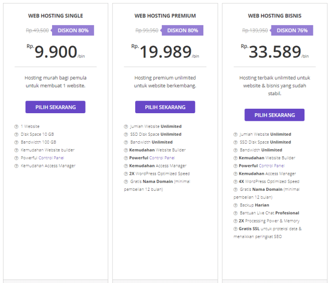 harga paket web hosting Hostinger